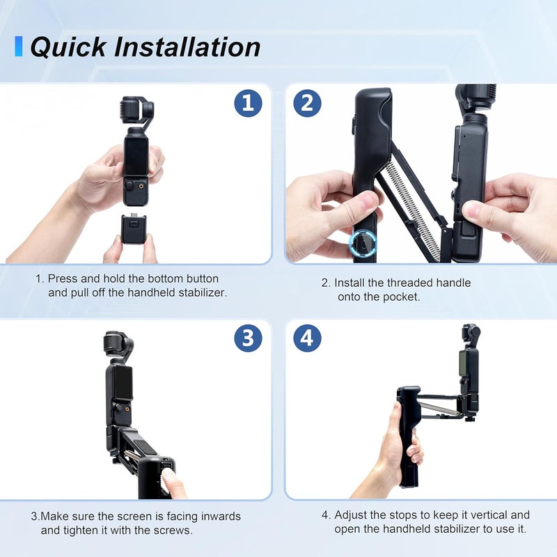 STARTRC OSMO Pocket 3 مثبت يدوي، مقبض حامل مضاد للاهتزاز بزاوية صغيرة، حقيبة تخزين واقية لملحقات DJI Osmo Pocket 3 لمبدعي الفيديو والتصوير المباشر - Image 3